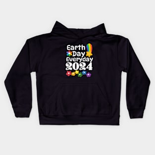 Teacher Earth day 2024 Everyday gift april 22 Rainbow Kids Hoodie